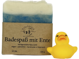 Badespaß mit Ente mit Inhaltsstoffen aus kontrolliert biologischem Anbau 100 gramm